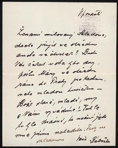 dopis psaný Annou Lauermannovou-Mikschovou M.Ruttemu podepsaný přezdívkou Bábuška	